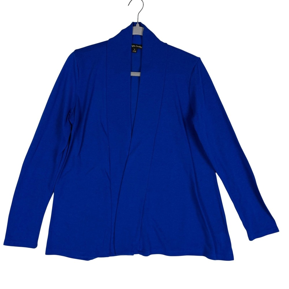 Always Indigo Sweater Womens L Blue Open Front Stretch Knit Cardigan Long Sleeve